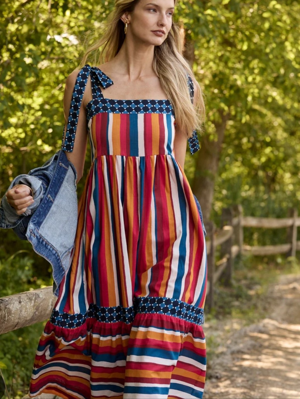 Printfresh Multicolor Striped Tie-Shoulder Sundress